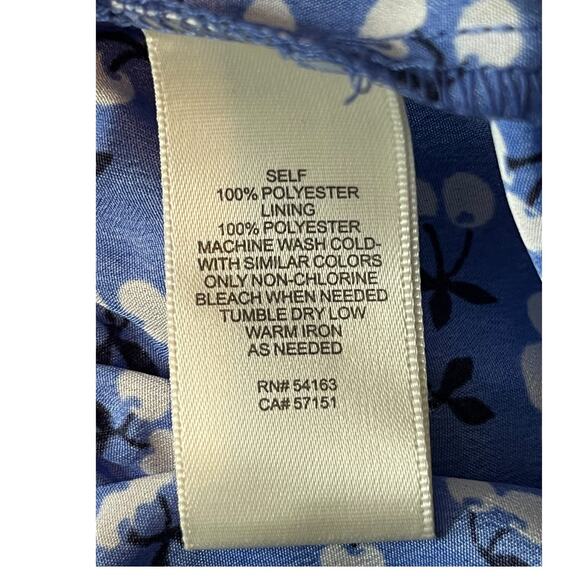 Eliza J Dress Floral Surplice neck long sleeve fit flare blue size 14 - Picture 11 of 11